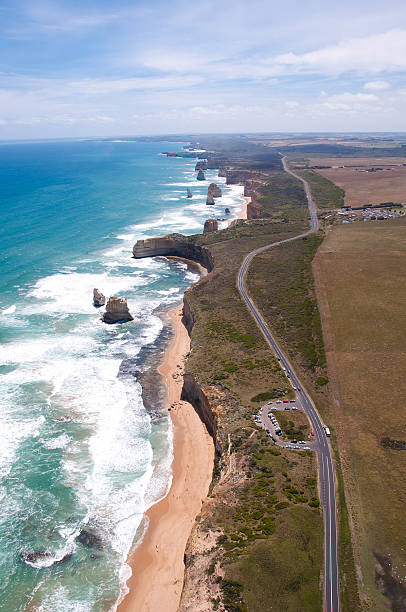 Aerial View Great Ocean Road, Australia stock photo
