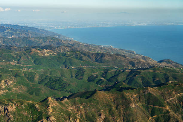 Aerial View high above Point Mugu State park California stock photo