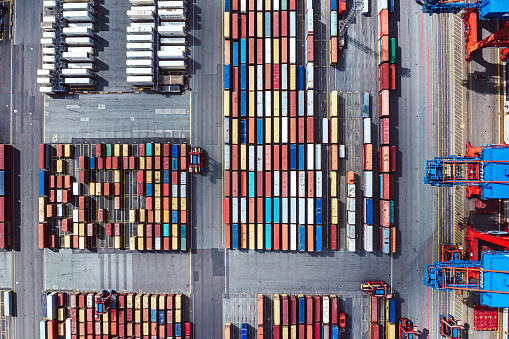Aerial view of a Container harbour