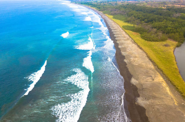 Aerial view of a section of the golf of Nicoya, Costa Rica. stock photo