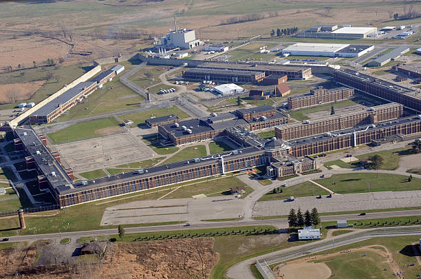 Aerial View of a State Prison stock photo