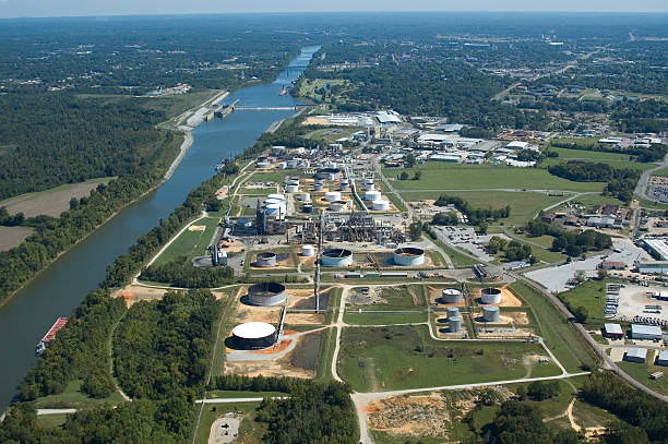 Aerial View of a Tuscaloosa Oil Refinery stock photo