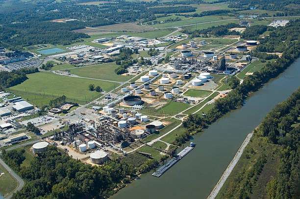 Aerial view of a Tuscaloosa Oil Refinery stock photo