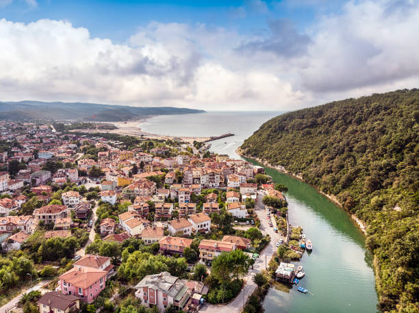 Aerial view of Agva (Ağva) in Istanbul stock photo