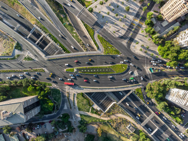 Aerial view of an intersection in Santiago de Chile stock photo
