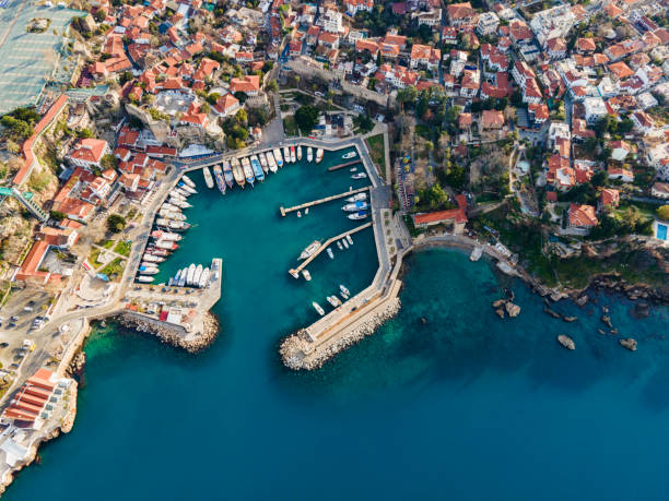 Aerial View Of Antalya Harbour (Kaleici), Antalya, Turkey stock photo