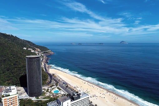 Aerial View Of Barra Da Tijucas Beach Rio De Janeiro City In The Sunny ...