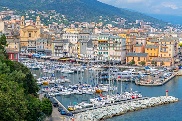 Aerial view of Bastia port, Corsica Bastia, Corsica, France bastia stock pictures, royalty-free photos & images