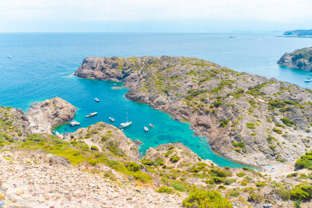 Aerial view of beautiful mediterranean sea panorama stock photo