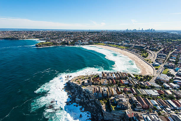 Aerial View of Bondi Beach, Australia stock photo