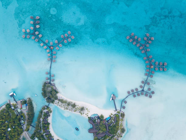 Aerial View of Bora Bora, French Polynesia stock photo