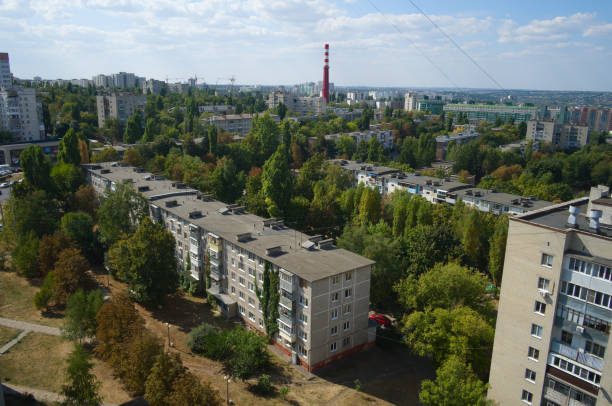 вид с воздуха на город - belgorod стоковые фото и изображения
