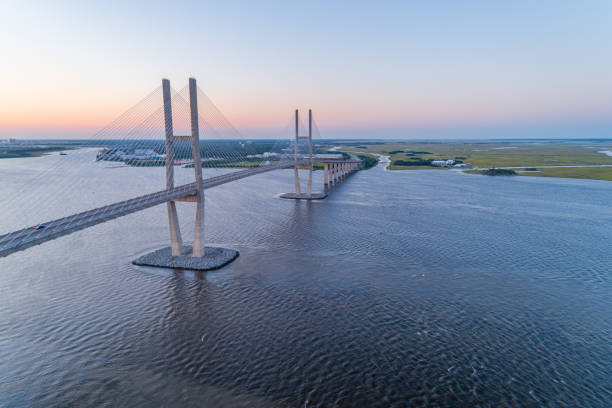 Aerial View of Coastal Georgia Bridge stock photo