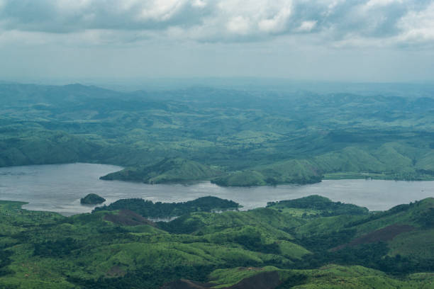 Aerial view of congo river above Livingstone Falls stock photo