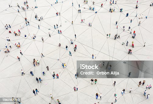 istock Aerial view of crowd connected by lines 1180187740