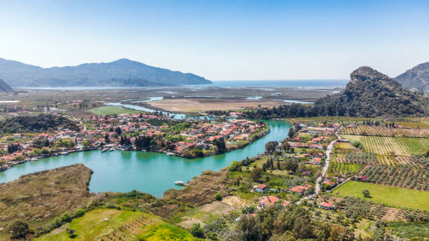 Aerial view of Dalyan in Turkey stock photo