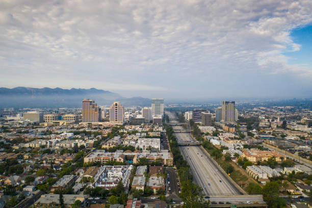 Aerial View of Downtown Glendale and 134 Freeway stock photo