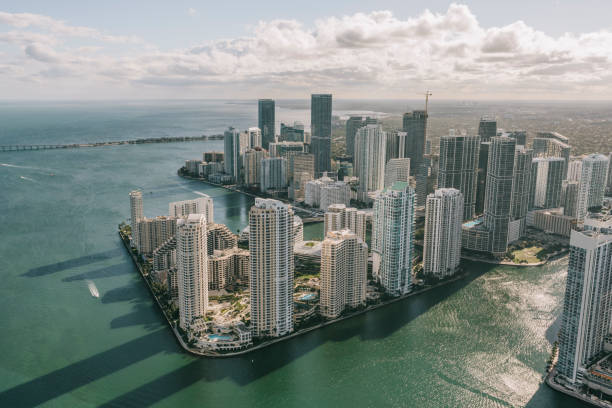 Aerial view of Downtown Miami stock photo