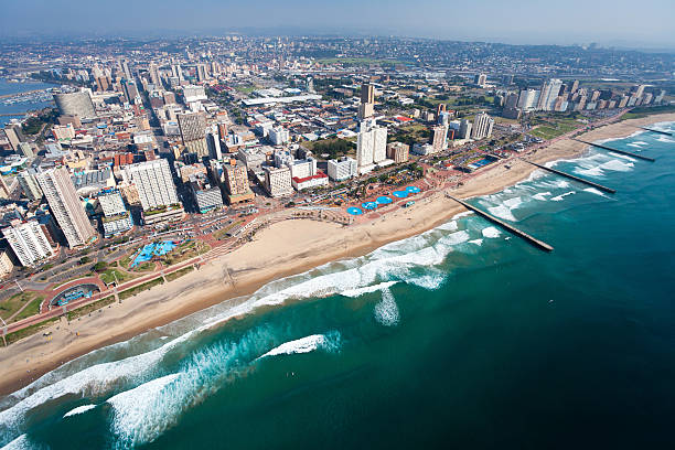 aerial view of durban stock photo