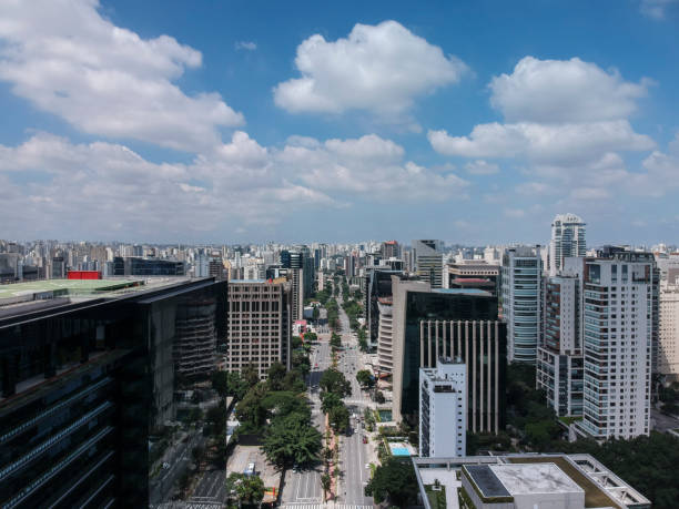 Aerial view of Faria Lima avenue, modern architecture in Sao Paulo Aerial view of Faria Lima avenue, modern architecture in Sao Paulo, Brazil avenue stock pictures, royalty-free photos & images