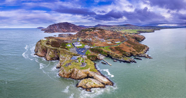 Aerial view of Fort Dunree and Lighthouse, Inishowen Peninsula - County Donegal, Ireland Aerial view of Fort Dunree and Lighthouse, Inishowen Peninsula - County Donegal, Ireland. inishowen peninsula stock pictures, royalty-free photos & images