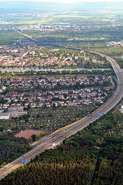 Aerial view of Frankfurt cityscape stock photo