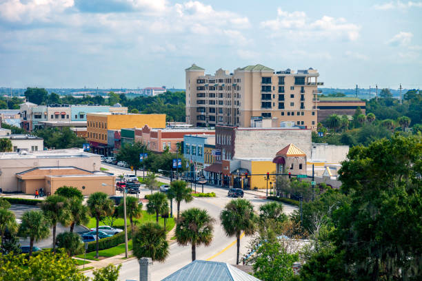 Aerial View of Historic Downtown Kissimmee , Florida stock photo