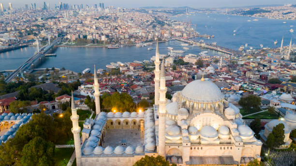 flygvy över istanbul - istanbul blue mosque skyline bildbanksfoton och bilder