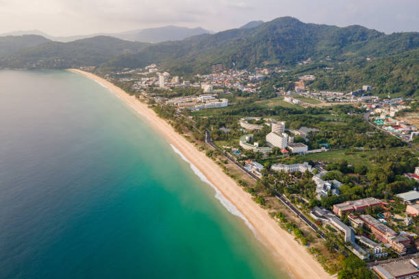 Aerial view of Karon Beach in Phuket, Thailand stock photo