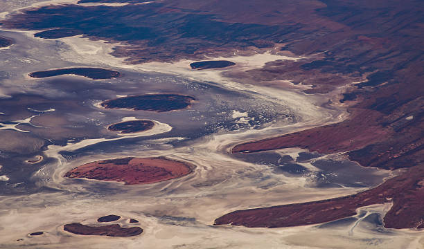Aerial view of Lake Amadeus, Northern territory Australia stock photo
