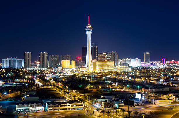 Aerial View of Las Vegas at Twilight stock photo
