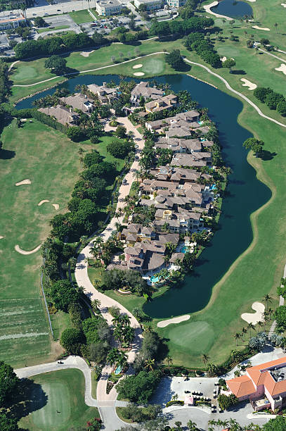 Aerial View of Luxury Golf Community stock photo