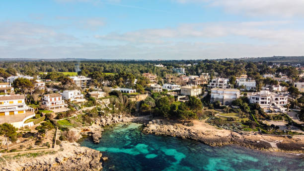 Aerial view of Majorca coastline, balearic islands stock photo
