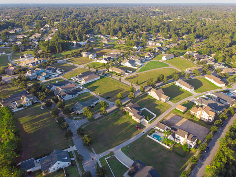 Aerial View Of Neighborhood Stock Photo Download Image 