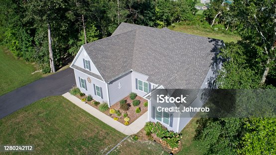 istock Aerial view of new house in rural area 1280242112