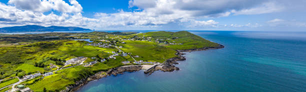 Aerial view of Portnoo in County Donegal, Ireland stock photo