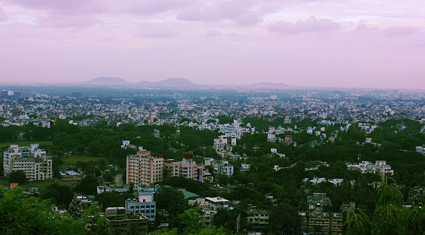 Aerial view of Pune city, India stock photo