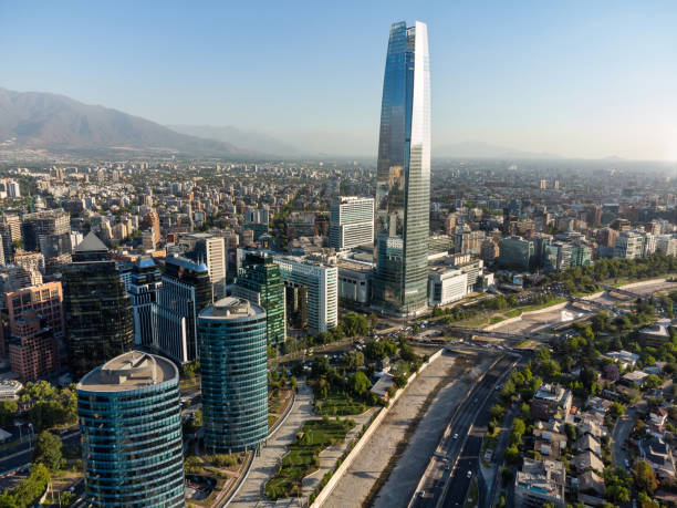 Aerial view of Santiago de Chile stock photo