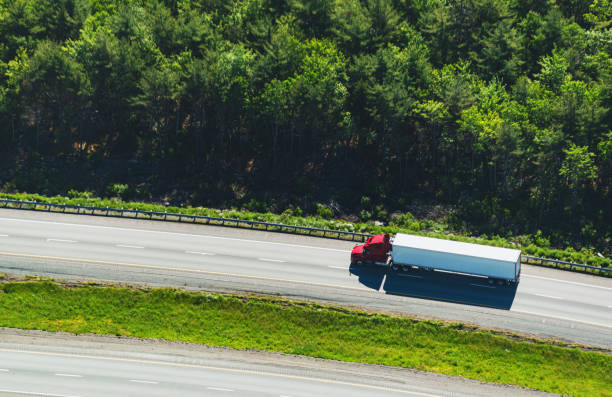 Aerial View of Semi Truck stock photo