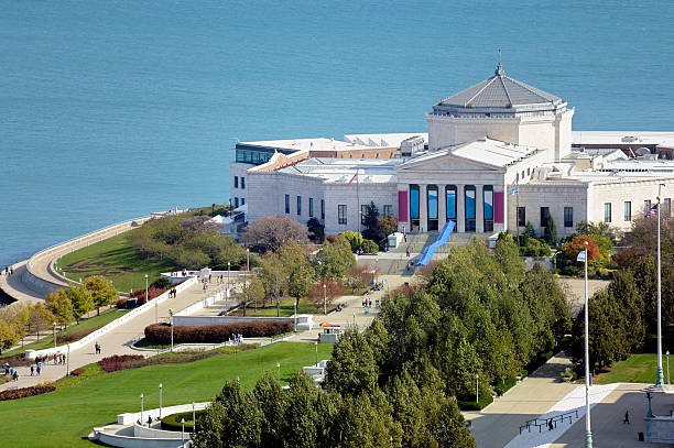 Aerial View of Shedd Aquarium, Chicago, Illinois, USA stock photo