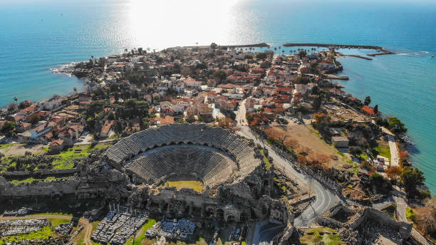 Aerial view of Side in Antalya, Turkey stock photo