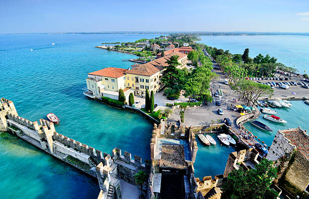 Aerial view of Sirmione stock photo