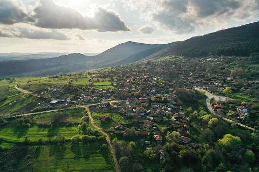 A drone point of view of historical place in Bulgaria, village Jeravna.