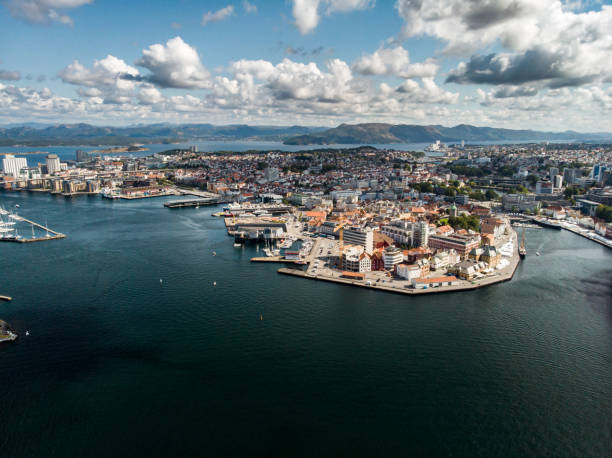 Aerial view of Stavanger Sentrum stock photo