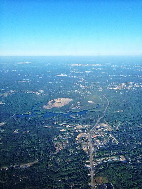 Aerial View of Stone Mountain & Atlanta stock photo