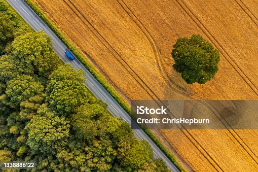 istock Aerial view of summer fields, Staffordshire, England, UK 1338886122