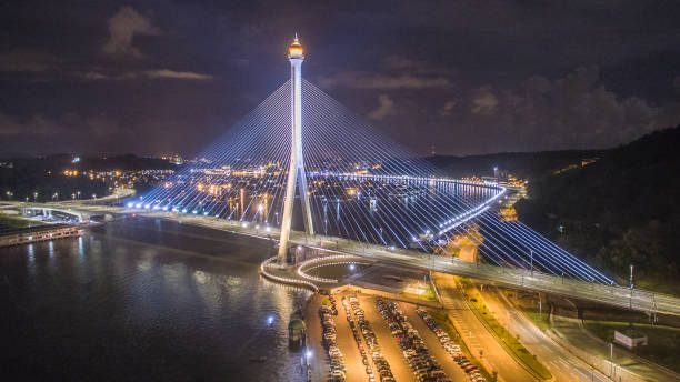 aerial view of Sungai Kebun Bridge stock photo