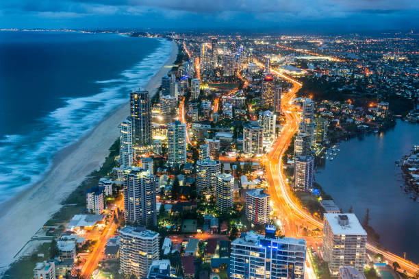 Aerial view of Surfers Paradise in Gold Coast, Australia stock photo
