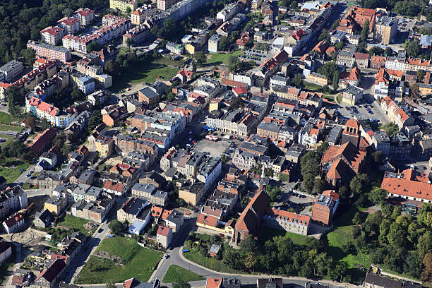 Aerial view of Tczew city stock photo