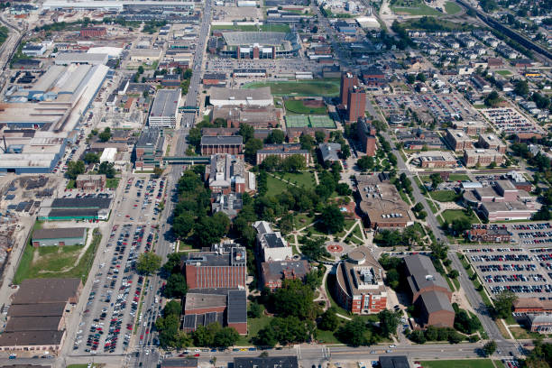 Aerial view of the campus of Marshall University Aerial view of the campus of Marshall University Huntington West Virginia photograph taken Sept 2006 marshall photos stock pictures, royalty-free photos & images